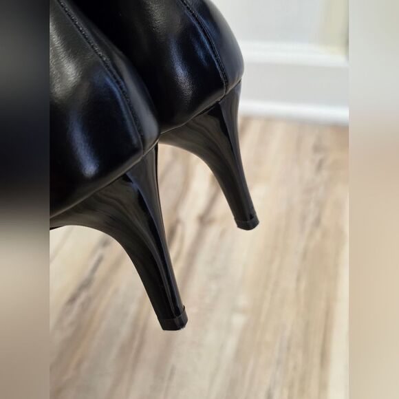 H&M Faux Leather Heeled Pointed Toe Bootie Boots Black Women's Size 8 US 39 - Picture 9 of 14